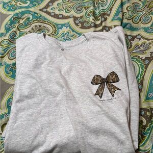 Simply Southern Gray Kids Shirt with Bow Design